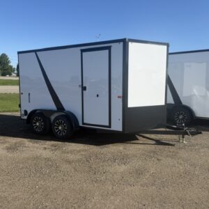 2027 Aero 7x12 Enclosed Cargo Trailer V-Nose  79.5" height side door with paddle latch LED Light