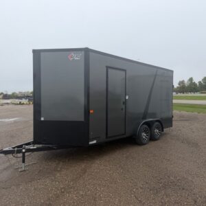 2027 Aero 7.5' x 16' Enclosed Cargo V-Nose  87" Height Side Door with Paddle Latch LED Light Mag Wheels