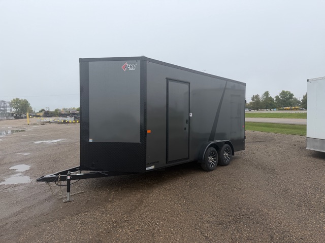 2027 Aero 7.5' x 16' Enclosed Cargo V-Nose  87" Height Side Door with Paddle Latch LED Light Mag Wheels